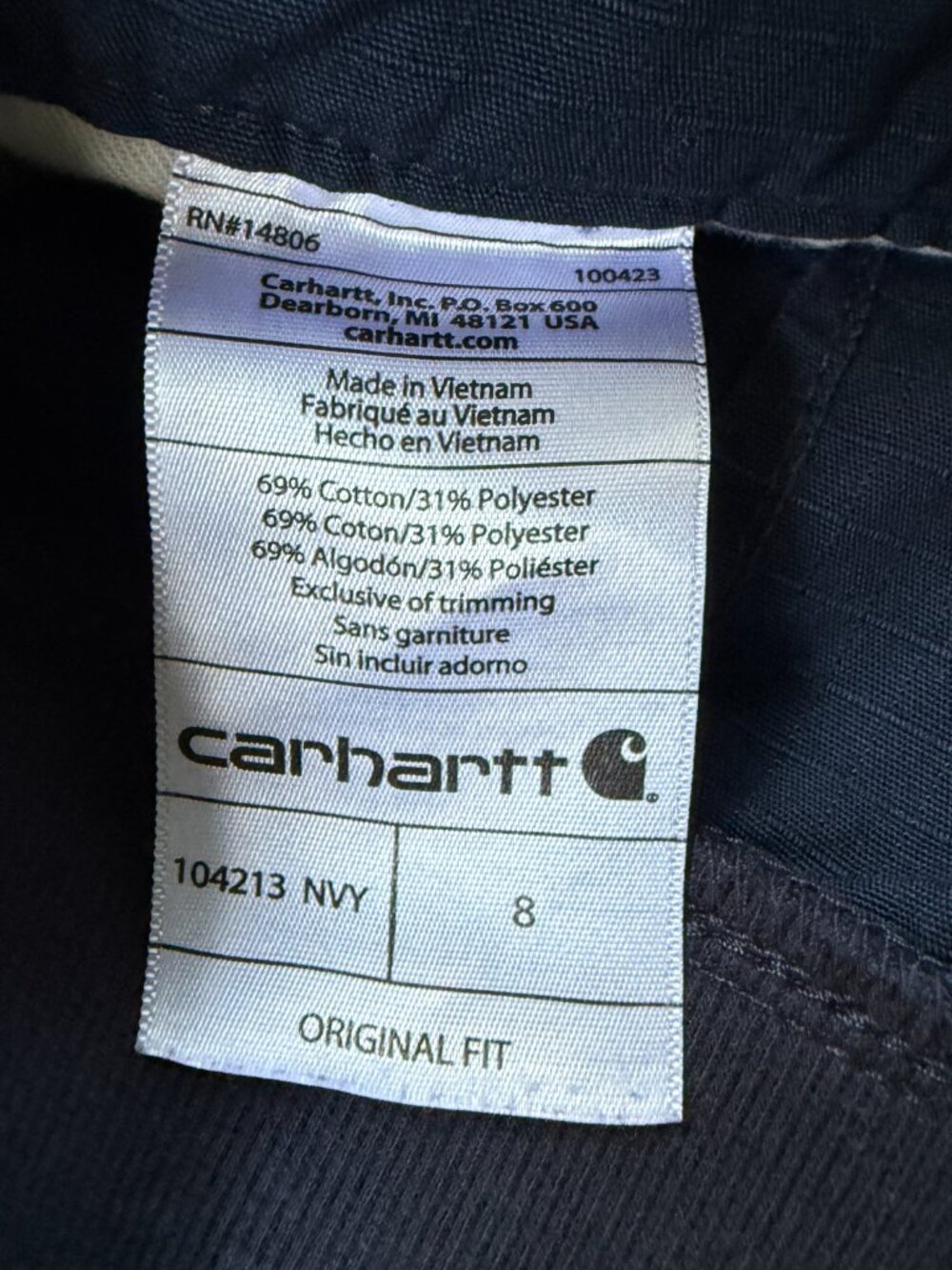 carhartt shorts * navy blue * size 8 * force original fit work short * euc - Picture 6 of 6
